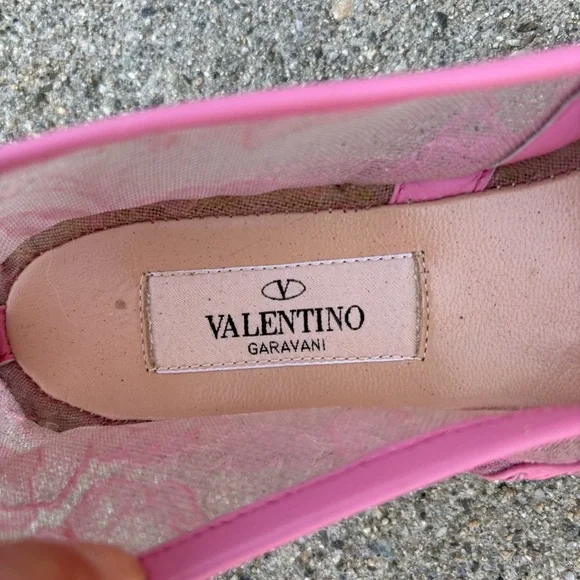 Valentino Garavani pink lace and leather espadrille flats size IT 36 US 6 NEW